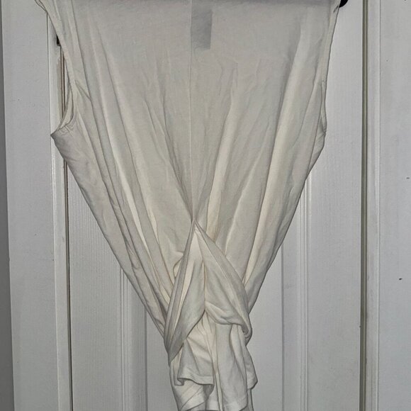 White Sleeveless Tie-Front Top-Large - Picture 3 of 5